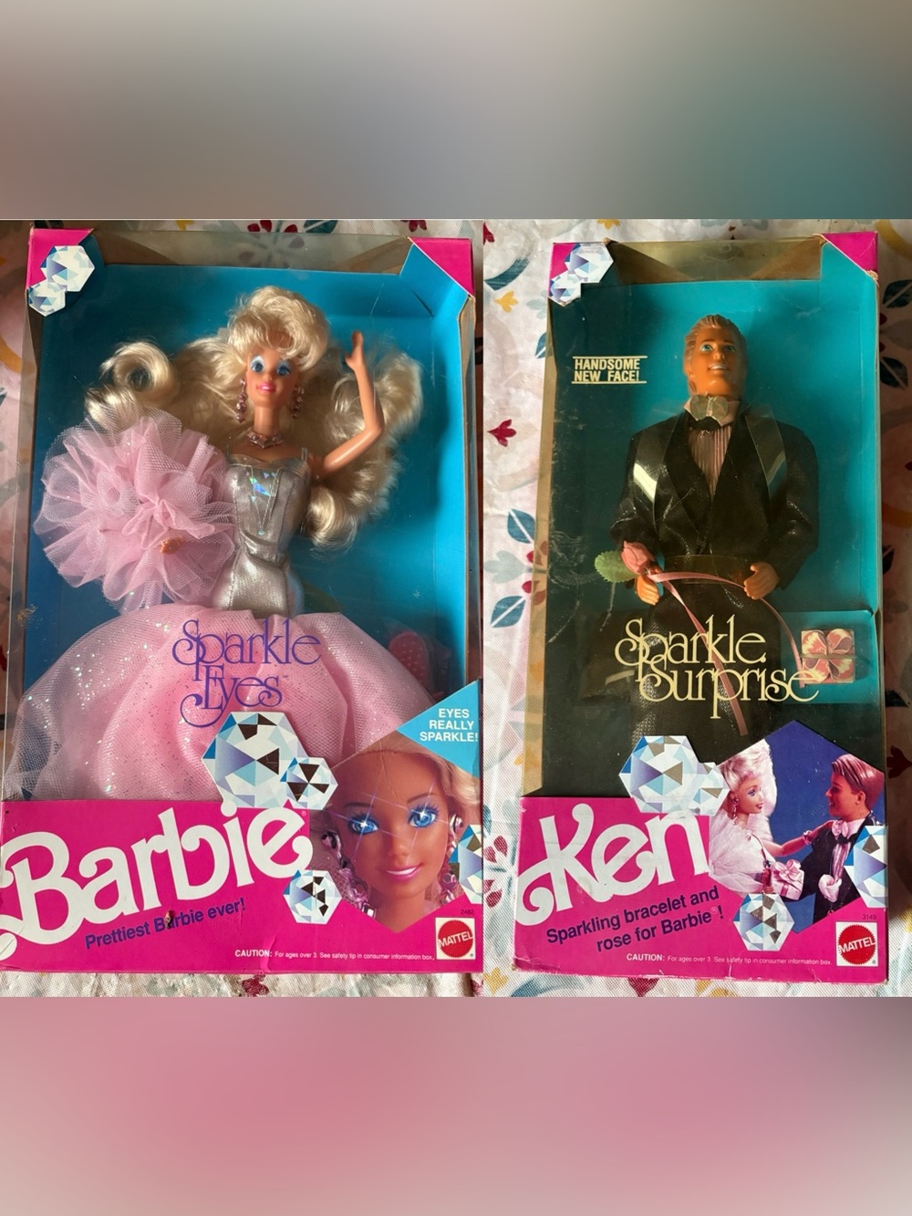 1991 Barbie Sparkle Eyes Doll & Ken Sparkle Surprise Set.